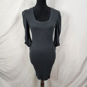 DOTS Size Medium Gray Half Sleeve Lightweight Puff Sleeve‎ Bodycon Sweater Dress